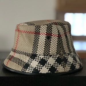Burberry London woven leather bucket hat. Size Lg.
